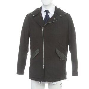 The Kooples Mens Medium Black LEATHER Trim CINCHWAIST Hooded Parka Coat MSRP 795